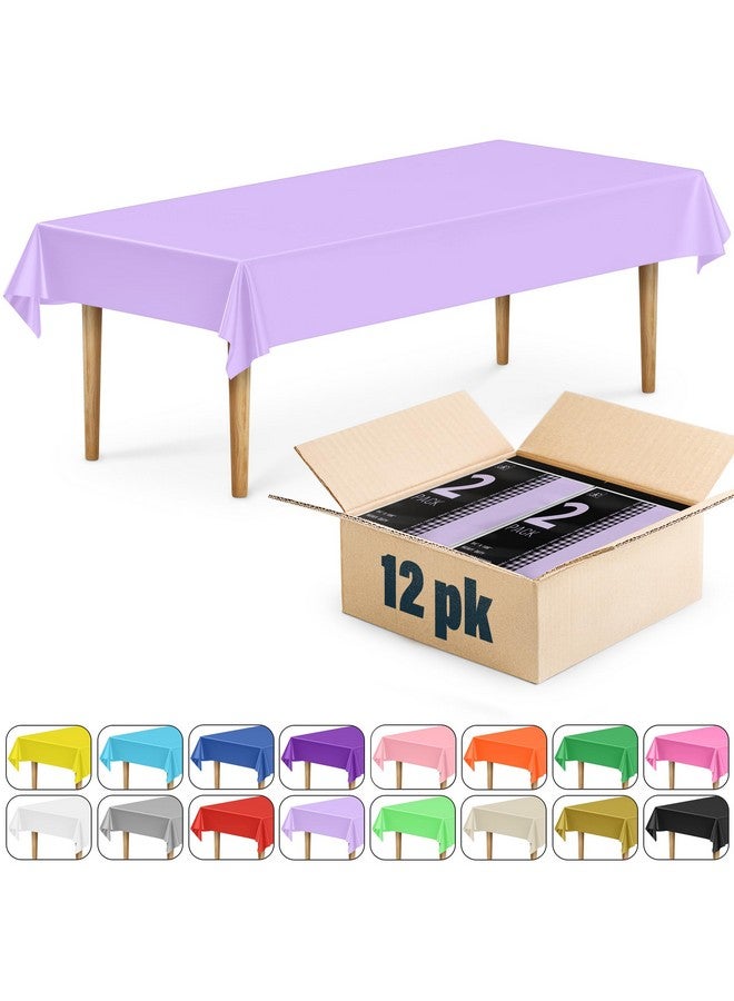 DecorRack 12-Pack Plastic Tablecloths, 54" X 108" Bulk Plastic Table Cover For Birthday Party, Graduation, Wedding, Picnic Celebration Tablecloths (Light Purple) - Image 4