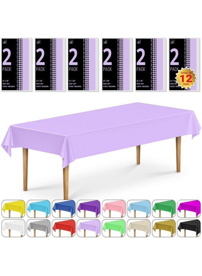 DecorRack 12-Pack Plastic Tablecloths, 54" X 108" Bulk Plastic Table Cover For Birthday Party, Graduation, Wedding, Picnic Celebration Tablecloths (Light Purple) - Image 3