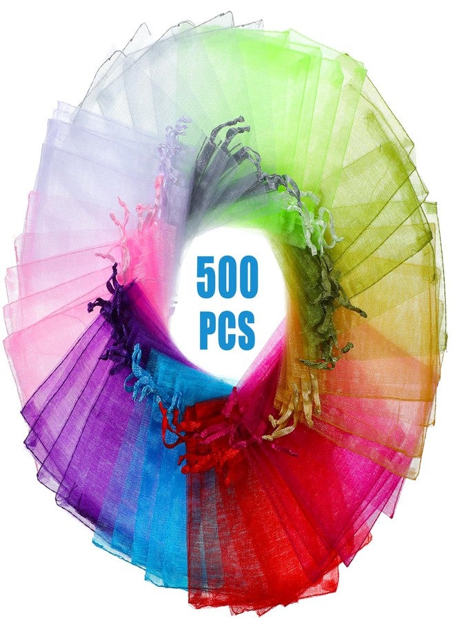 Xosjska 500 PCS Sheer Organza Bags With Drawstring, 3 x 4 Inch Small Drawstring Favor Mesh Pouches Mix Color Mesh Gift Bags for Wedding Favor Party Favors Jewelry Candy Birthday Festival Soaps - Image 4
