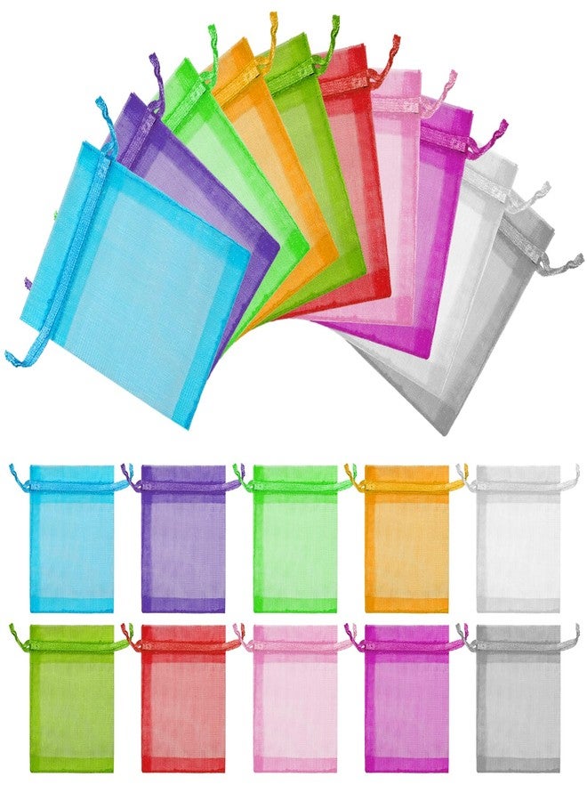Xosjska 500 PCS Sheer Organza Bags With Drawstring, 3 x 4 Inch Small Drawstring Favor Mesh Pouches Mix Color Mesh Gift Bags for Wedding Favor Party Favors Jewelry Candy Birthday Festival Soaps - Image 1
