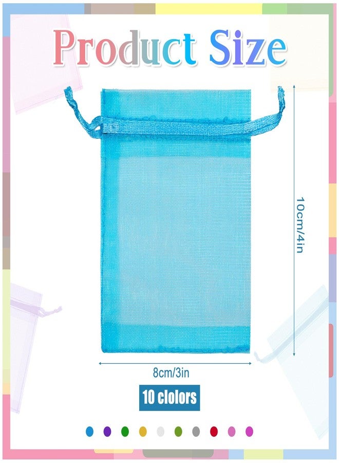 Xosjska 500 PCS Sheer Organza Bags With Drawstring, 3 x 4 Inch Small Drawstring Favor Mesh Pouches Mix Color Mesh Gift Bags for Wedding Favor Party Favors Jewelry Candy Birthday Festival Soaps - Image 2