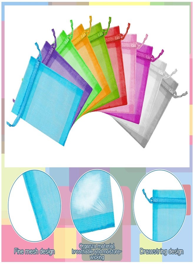 Xosjska 500 PCS Sheer Organza Bags With Drawstring, 3 x 4 Inch Small Drawstring Favor Mesh Pouches Mix Color Mesh Gift Bags for Wedding Favor Party Favors Jewelry Candy Birthday Festival Soaps - Image 3