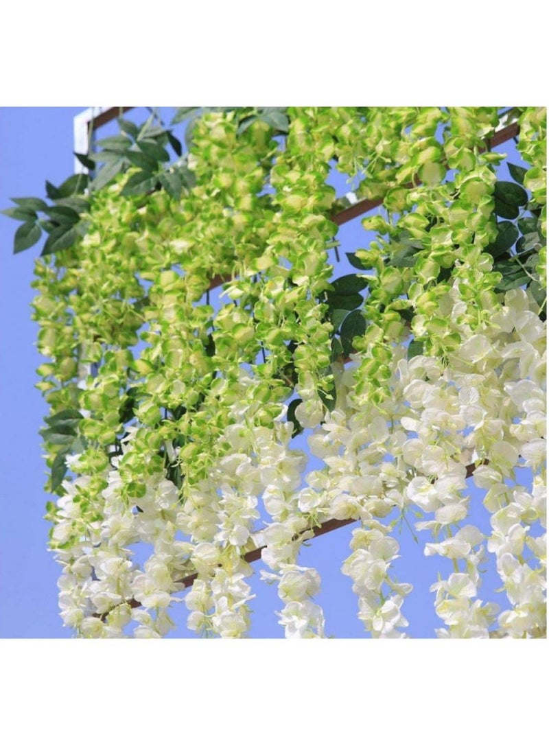 إيونتو ١٢ قطعة من أزهار الوستارية الاصطناعية الوفيرة - زهور حريرية معلقة بطول ١٠٧ سم، مثالية لديكور رائع لحفلات الزفاف والمنزل والمناسبات. - Image 4