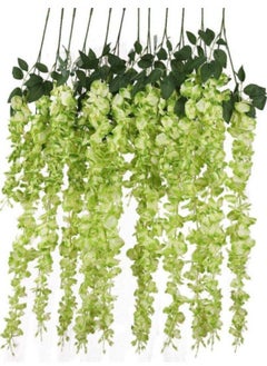 AIWANTO 12-Pcs Artificial Silk Wisteria Vine Ratta Silk Hanging Flower  - Image 1