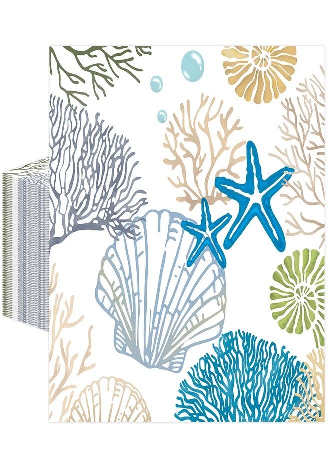 KFJBPB 50 Pcs Ocean Seashell Napkins 13 x 13 Inches, Coastal Beach Paper Napkins Disposable Luncheon Party Napkin Cocktail Napkins for Summer Birthday Baby Shower Beach Party Decorations (Ocean) - Image 1