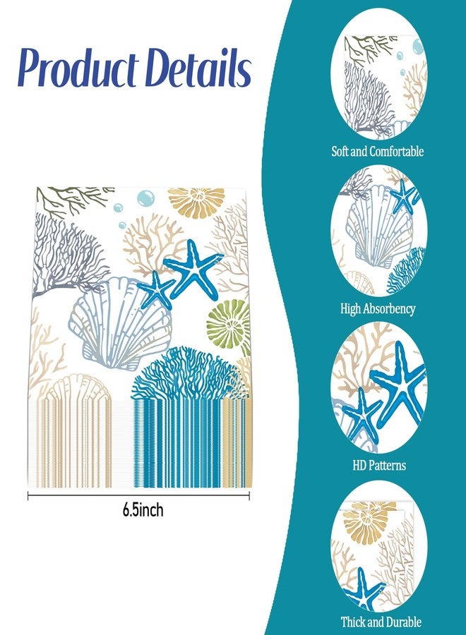 KFJBPB 50 Pcs Ocean Seashell Napkins 13 x 13 Inches, Coastal Beach Paper Napkins Disposable Luncheon Party Napkin Cocktail Napkins for Summer Birthday Baby Shower Beach Party Decorations (Ocean) - Image 3