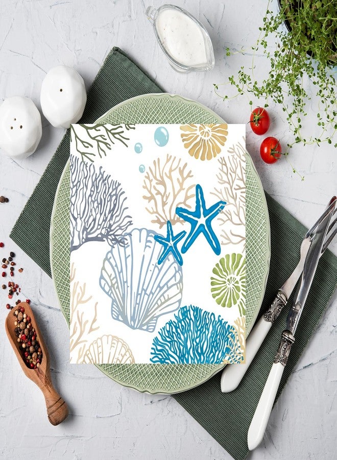KFJBPB 50 Pcs Ocean Seashell Napkins 13 x 13 Inches, Coastal Beach Paper Napkins Disposable Luncheon Party Napkin Cocktail Napkins for Summer Birthday Baby Shower Beach Party Decorations (Ocean) - Image 4