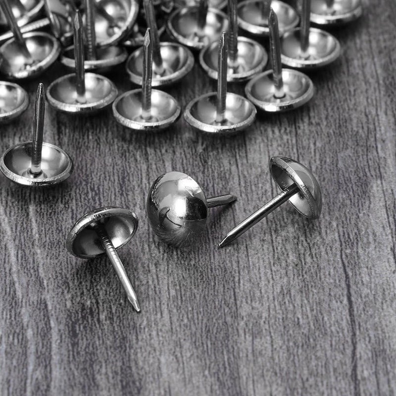 AUDBUA 100pcs Antique Brass Upholstery Nails Furniture Tacks Pushpins Hardware Decor,11mm x 17mm (Sliver) - Image 2