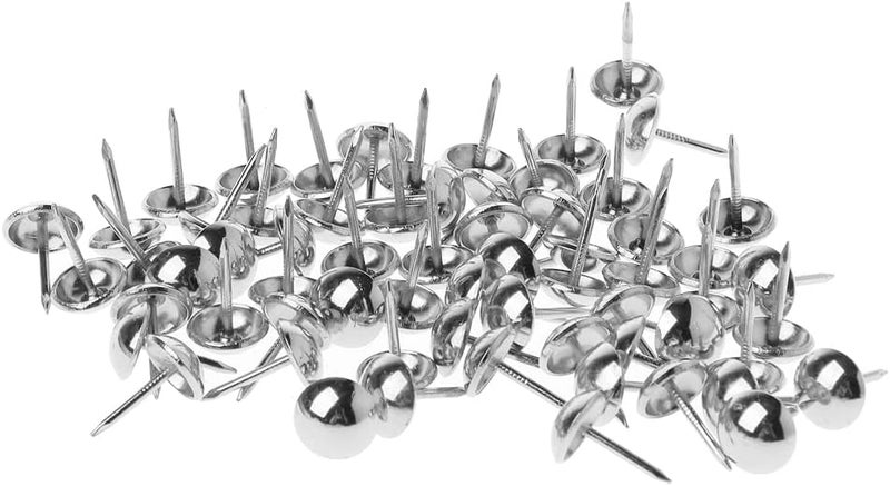 AUDBUA 100pcs Antique Brass Upholstery Nails Furniture Tacks Pushpins Hardware Decor,11mm x 17mm (Sliver) - Image 1