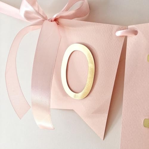 Haoser Blush Pink & Gold High Chair Banner for Girl 1st Birthday Decorations | Baby Girl One Year Party Decor | First Birthday Highchair Garland (Paper) - Image 3