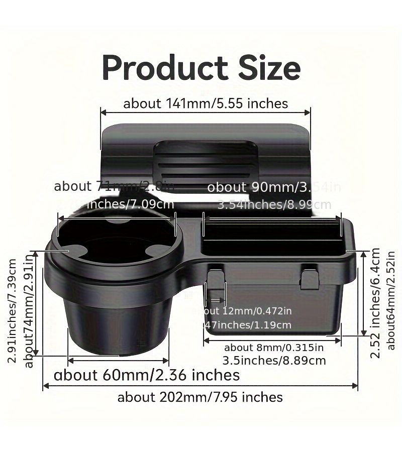 Car Multifunctional Storage Box And Cup Holder Organizer With 4 Foam Pads Tool Free Installation - Image 2