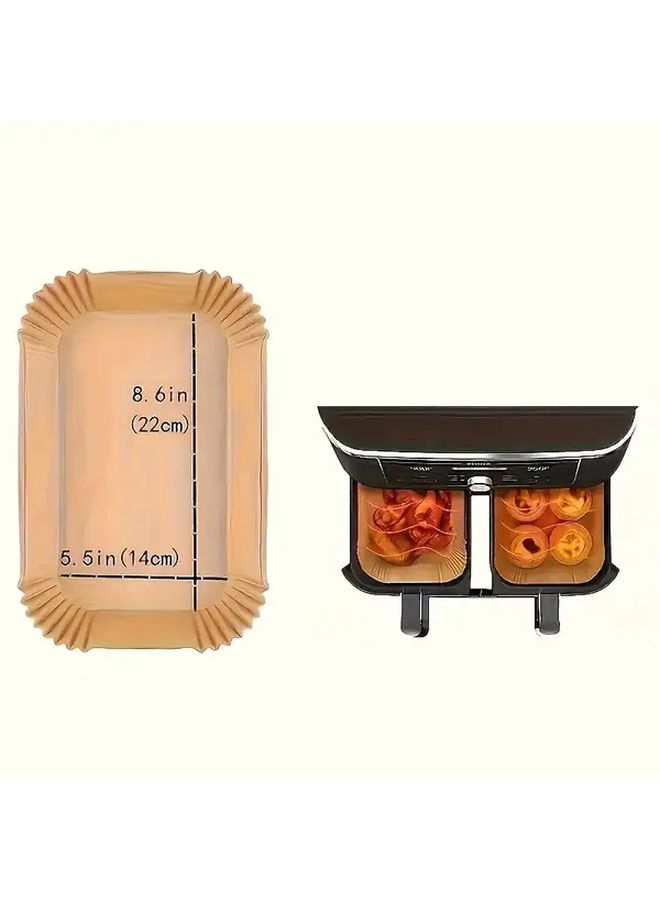 50pcs Non Stick Air Fryer Disposable Paper Mats Rectangular Oil Waterproof Baking Supplies - Image 3