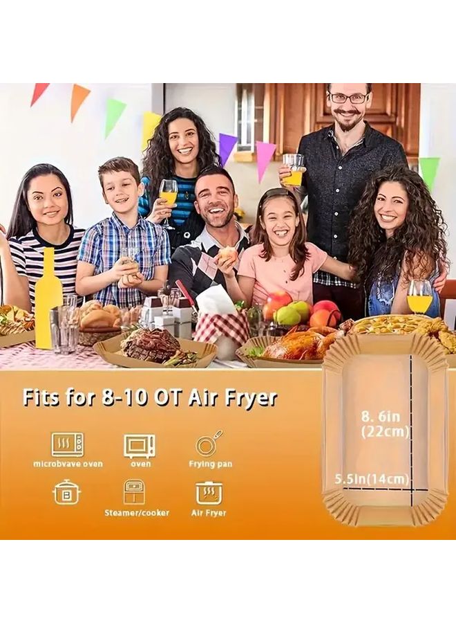 50pcs Non Stick Air Fryer Disposable Paper Mats Rectangular Oil Waterproof Baking Supplies - Image 5