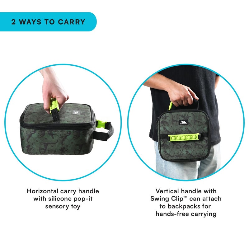 Arctic Zone Kids Lunch Box Combo with Gel Ice Pack and Sandwich Container, Insulated Bag, Sensory Fidget Toy Handle, Dino Skeleton Dye - Image 4