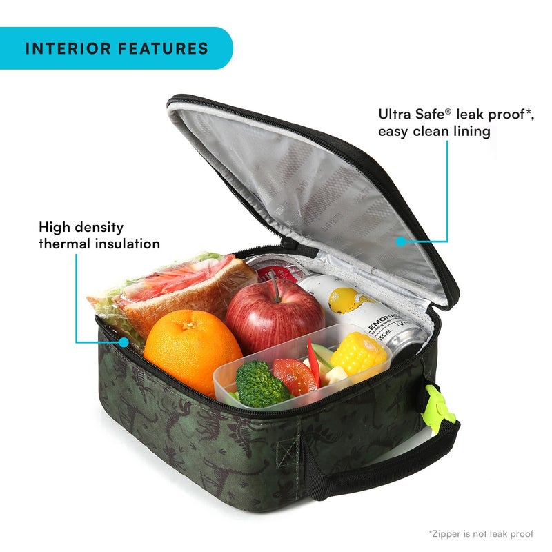 Arctic Zone Kids Lunch Box Combo with Gel Ice Pack and Sandwich Container, Insulated Bag, Sensory Fidget Toy Handle, Dino Skeleton Dye - Image 2