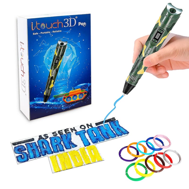 WOL3D I tech Military 3D Pen with 10 IN 1 5M Filaments for 3D Printing with Speed Control Advanced Temperature Regulation OLED Display Ergonomic Design Compatible with variety of Filaments
