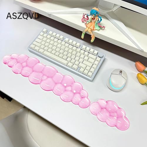 Aszqvd Mouse Pad with Wrist Rest Soft Cloud Gel Keyboard Mouse Pad Set with Hand Wrist Support Cute Non Slip Office Desk Accessories for ComfortPain ReliefPC GamingComputerLaptop Pink Cloud - Image 3