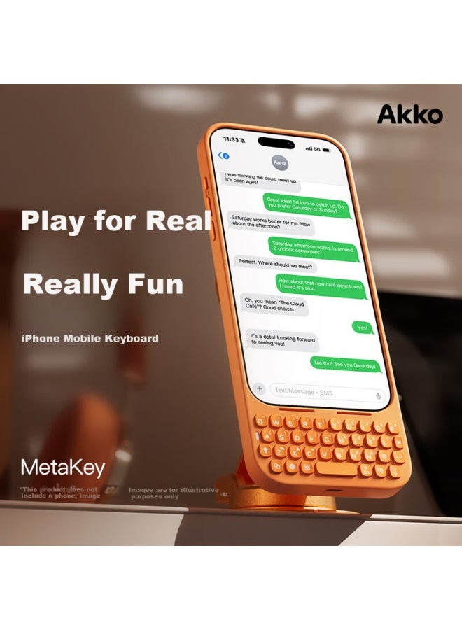Akko Metakey Iphone 17 Pro Max Phone Keyboard Back Clip Integrated Phone Case, External Physical Keyboard With Blackberry Feel, Magnetic Support, Blue - Image 1