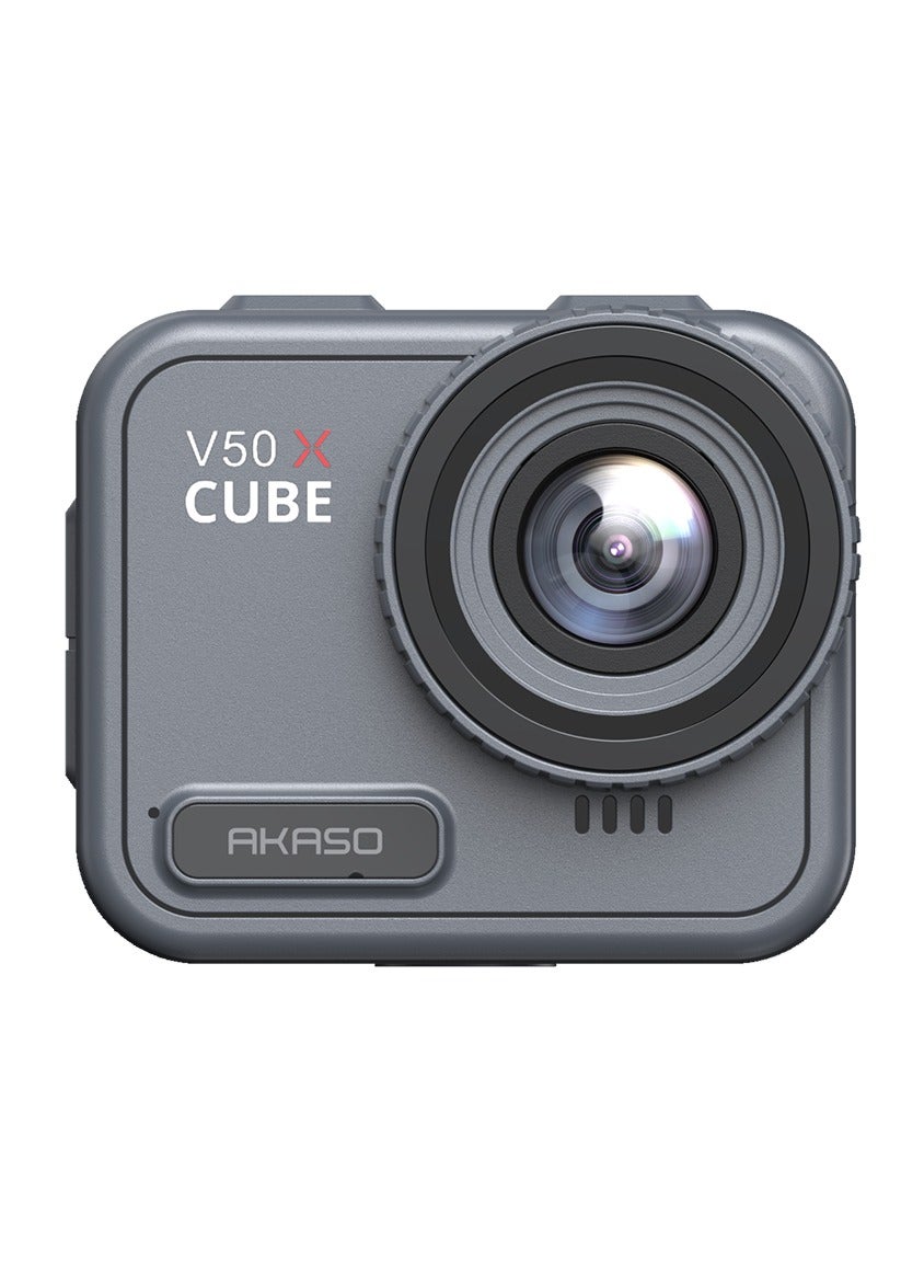 AKASO V50 X CUBE ACTION CAMERA Native 4K30fps WiFi Action Camera EIS Touch Screen 4X Zoom Waterproofing up to 21 meters without a housing Longbattery life - 145 min Mini Body feet Waterproof Camera Support External Mic Remote Control Sports Camera with Helmet Accessories