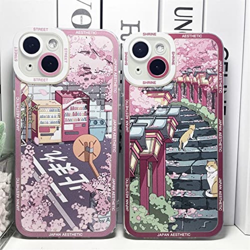 17 Cute Clear Case, Japanese Cool Cartoon Anime Aesthetic Scenery Design Stylish Soft Shockproof Angel Eyes Protective Transparent Back Case Cover Shell,17 - Image 3