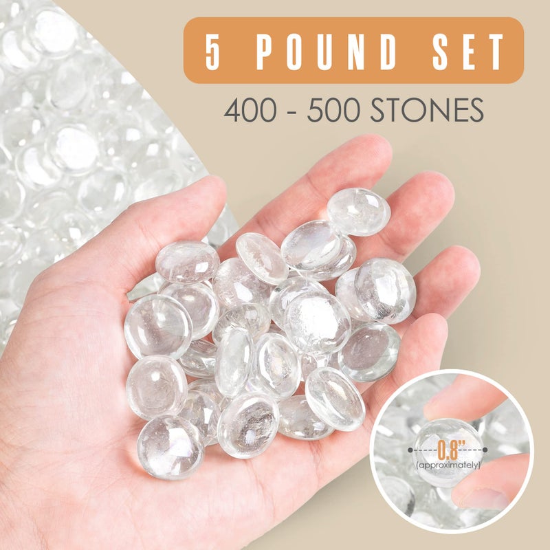 Houseables Glass Marbles, Glass Beads for Vases, Marbles for Vases, 5LB, 500-600, Clear Beads, Clear Gems, Fillers for Centerpieces, Decorative Rocks, Flat, Stones, Pebbles, Crafts, Plants, Fish Bowl - Image 2