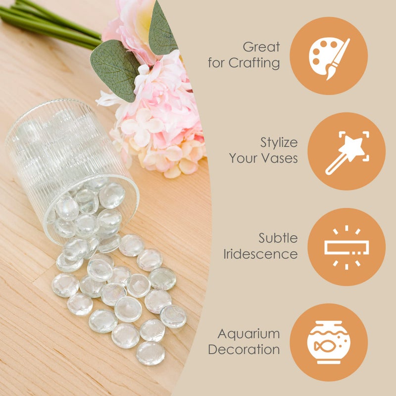 Houseables Glass Marbles, Glass Beads for Vases, Marbles for Vases, 5LB, 500-600, Clear Beads, Clear Gems, Fillers for Centerpieces, Decorative Rocks, Flat, Stones, Pebbles, Crafts, Plants, Fish Bowl - Image 3