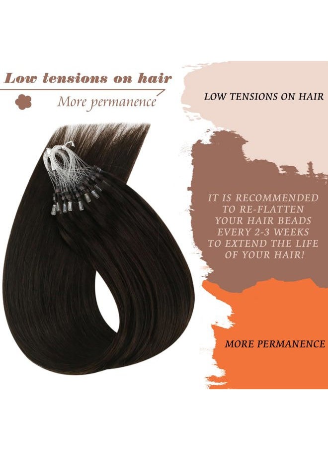 Sunny Hair Micro Hair Extensions Real Human Hair Dark Brown Micro Loop Hair Extensions Brown Micro Beads Hair Extensions for Party Microlink Hair Extensions Human Hair Soft Micro Ring 14inch 50g  - Image 5