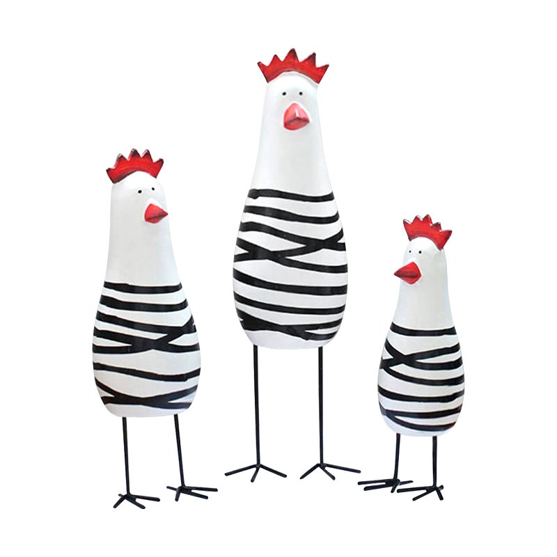 Notakia Wooden Rooster Kitchen Decor Figurine Ornament Home Decoration Accessories Animal Statue for Living Room Wood Cute Chicken Chook Carving Figurines for Home Decor Set of 3