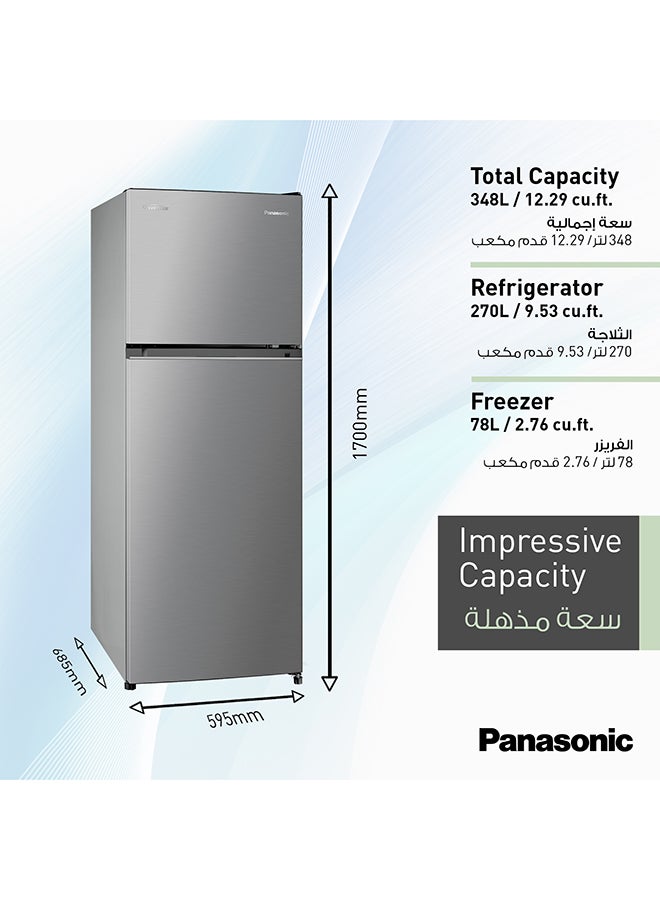 Panasonic 420L Gross Capacity & 348L Net Capacity Top Mount double door Refrigerator with Inverter Compressor, No Frost, AG Clean, Nutri Tafreez, LED Lighting, Silver Finish, NR-BC42VSSAE NR-BC42VSSAE silver - Image 2