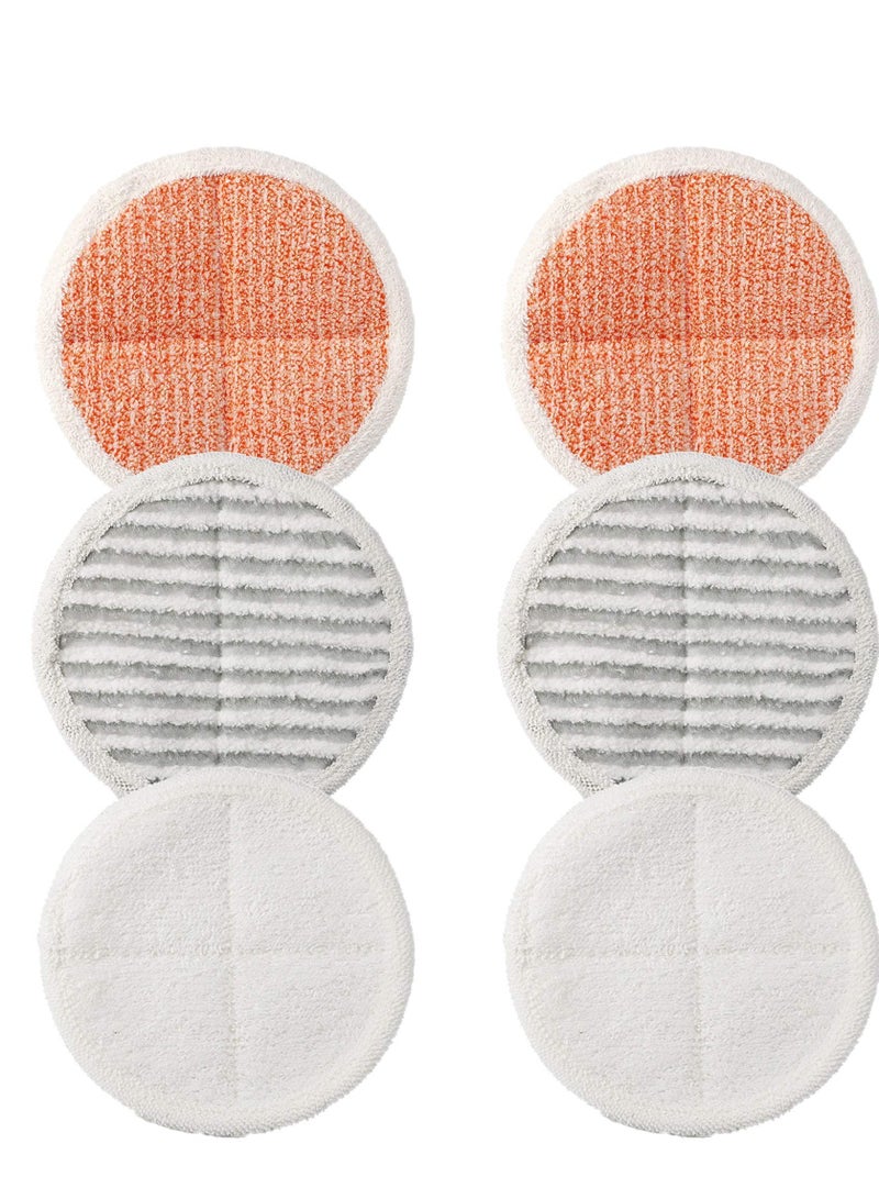 SOLARAE 6-Pack Replacement Mop Pads for Bissell Spinwave Models 2124, 2039A, 2307, 23157, 20391, 20399 - Compatible Electric Hard Floor Mop Pads (White, Orange, Off-White Stripes) - Image 1