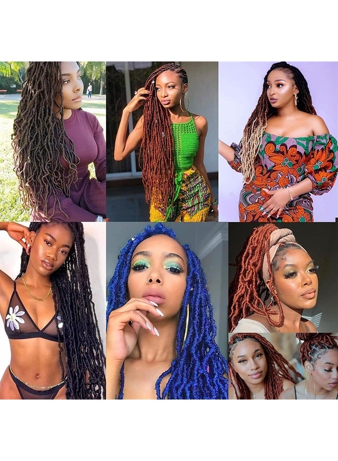 24 Inch 7Packs New Faux Locs Goddess Curly Wavy Crochet Braids Hair 126Strands Natural Black Synthetic Most Natural Soft Locs Crochet Dreadlock Hair Extensions for Woman (24 Inch, 1B#)