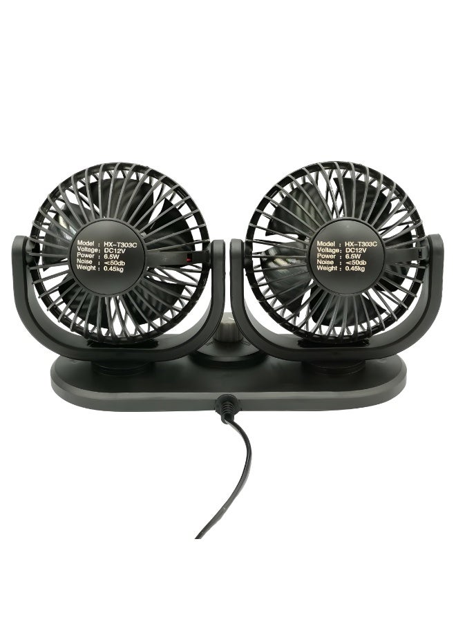ميتشل مروحة سيارة Mitchell ثنائية الرأس HX-T303C 12 فولت تيار مستمر 6.5 واط مروحة تبريد قابلة للتعديل مع دوران 360 درجة، تدفق هواء مزدوج قوي، ضوضاء منخفضة، مقبض للتحكم في السرعة، حامل لوحة القيادة، تصميم مضغوط للسيارة والشاحنات وسيارات الدفع الرباعي والمنزل والمكتب واستخدام التخييم - Image 5