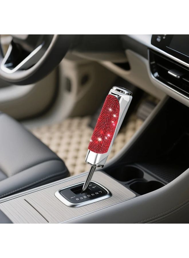 1pc Durable ABS Lab Grown Diamond Silver Car Handbrake Cover Easy To Install Fashion Modern Decoration For Vehicle Interior Essential Auto Part With Rhinestone Finish Polished Surface Drivers Upgrade - Image 4
