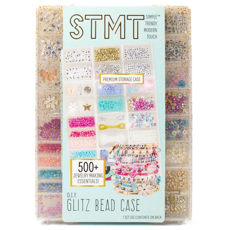 STMT DIY Glitz Bead Case Includes Over 500 Jewelry Making Supplies Including Cute Beads for Jewelry Making Bracelet Charms Storage Case Friendship Bracelet Kit Teen Girl Gifts - Image 3