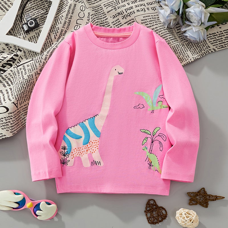 Style Long-Sleeved Kidsren'S T-Shirt Girls Cotton Cartoon Pattern Casual Long-Sleeved T-Shirt Kidsren'S Clothing - Image 1