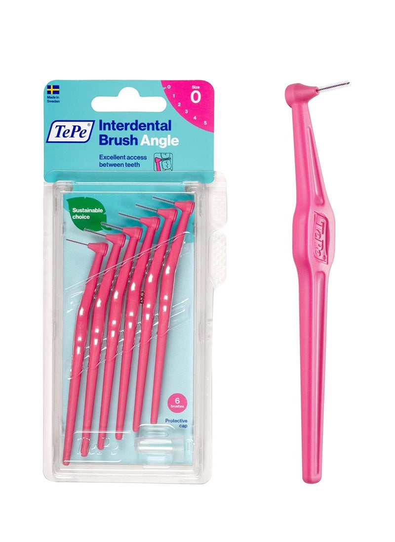 Tepe - TePe Angle Interdental Brush Pink 0.4mm 6's  Size 0 - Image 1