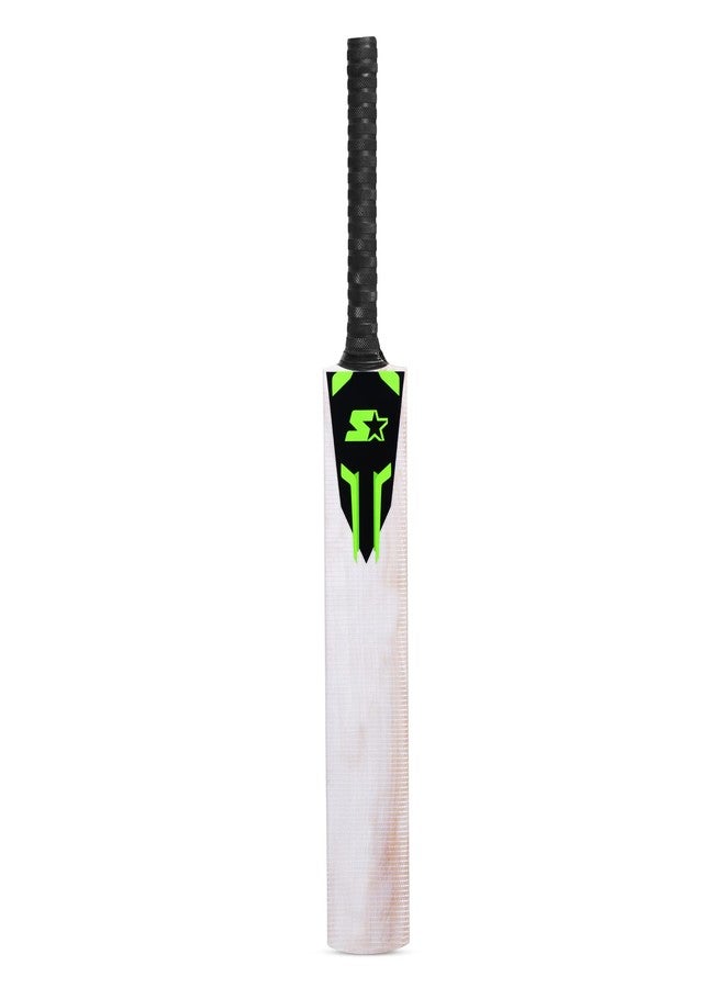 Starter Kashmir Willow Cricket Bat with Half Cane Handle- 10+ Years Kids- Size 6 - Green & Black - Image 1