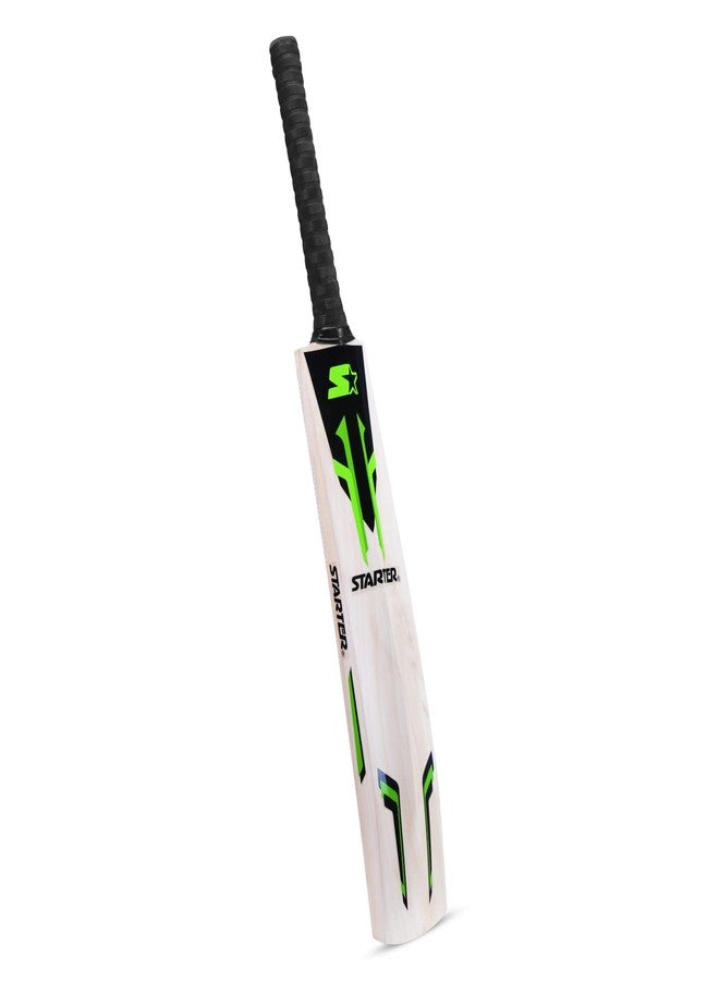 Starter Kashmir Willow Cricket Bat with Half Cane Handle- 10+ Years Kids- Size 6 - Green & Black - Image 3