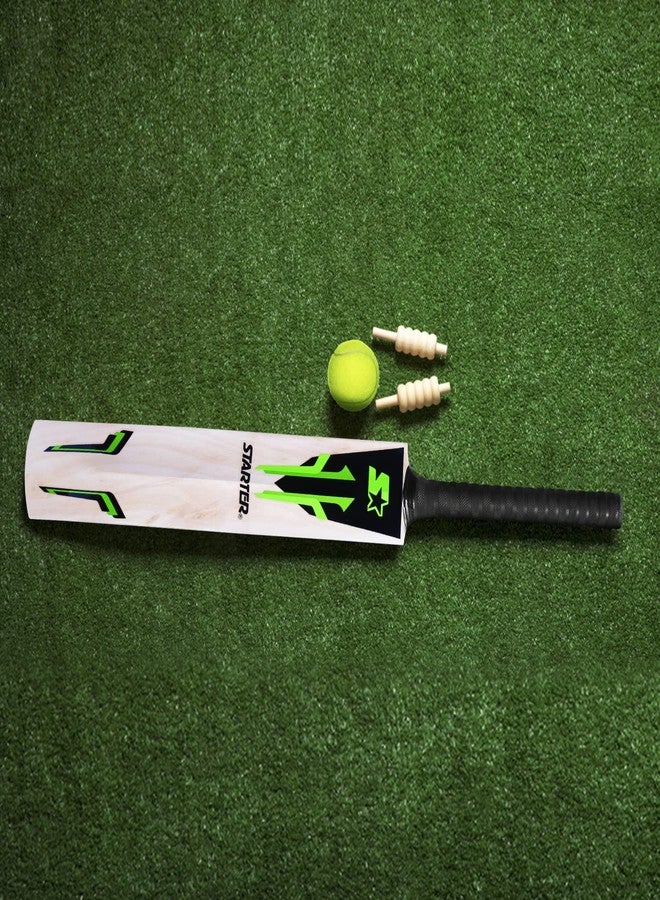 Starter Kashmir Willow Cricket Bat with Half Cane Handle- 10+ Years Kids- Size 6 - Green & Black - Image 5