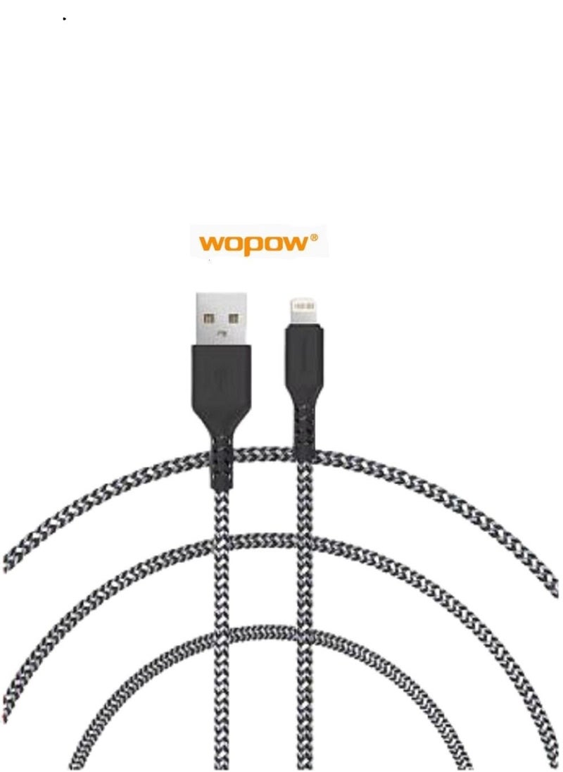 Wopow - Fabric Braided Lightning Data Cable 1.2 Meter Length For Apple iPhone and iPad - Image 1