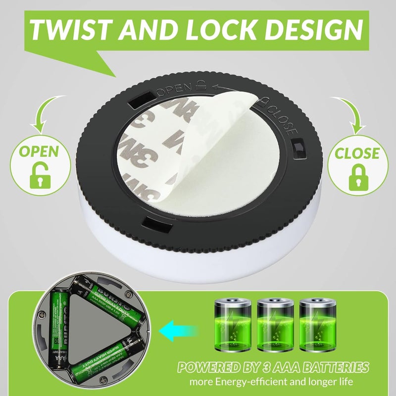 Macarrie ماكارى 24 قطعة ضوء لمسة دفع 268 مصباح LED مصغر ليلي لاسلكي محمول تحت الخزانة 60 لومن يعمل بالبطارية للضوء اللاصق على الجدار الخزانة المطبخ أبيض - Image 3