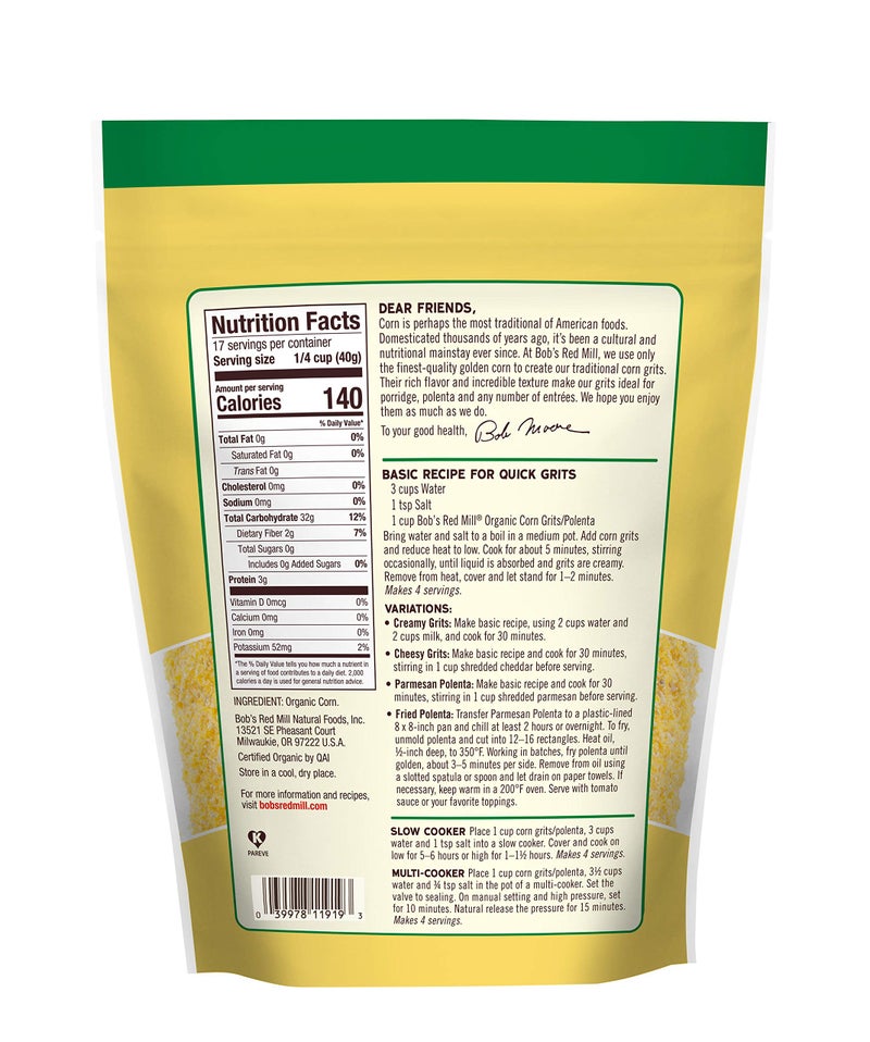 Bob's Red Mill Organic Corn Grits / Polenta, 24oz (Pack of 1) - Vegan, Kosher - Image 3