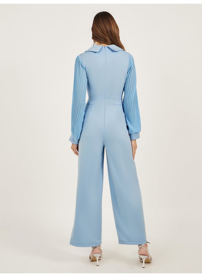Styli Styli Pleated Balloon Sleeves Straight Leg Jumpsuit with Belted Detail  - Image 4