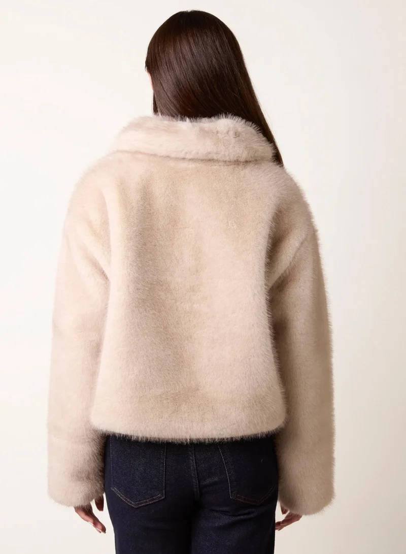 Blue Vanilla  Plush Faux Fur Coat for Women | Best Price UAE