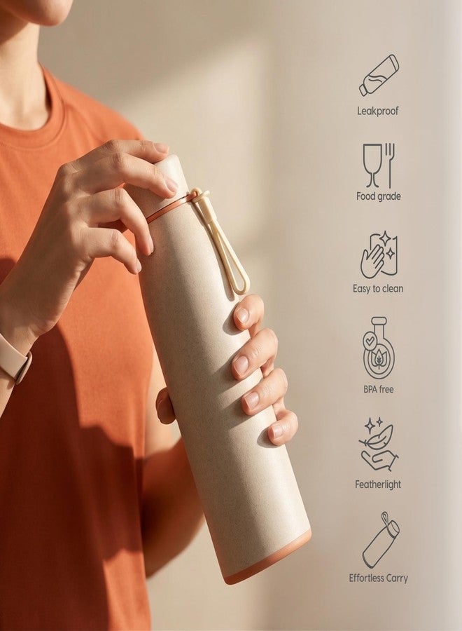 Eha Earth Friendly Motiva Insulated Water Bottle for Office & Schools | 600 ml Stainless Steel Water Bottle for Kids & Adults Made with Rice Husk | Bottle for Men, Women | Leak Proof | 1 Unit - Image 3