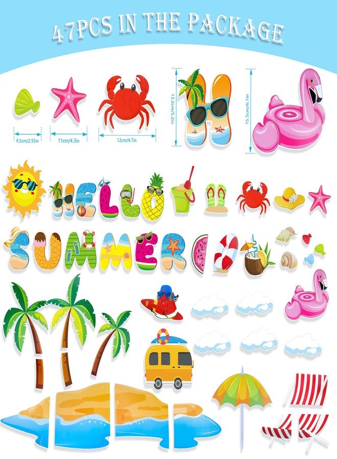Konsait Summer Bulletin Board Decorations,Summer Cutouts for Bulletin Board, Big Island Beach Summer Theme Bulletin Board for Home Office Classroom Blackboard Wall Decor - Image 2