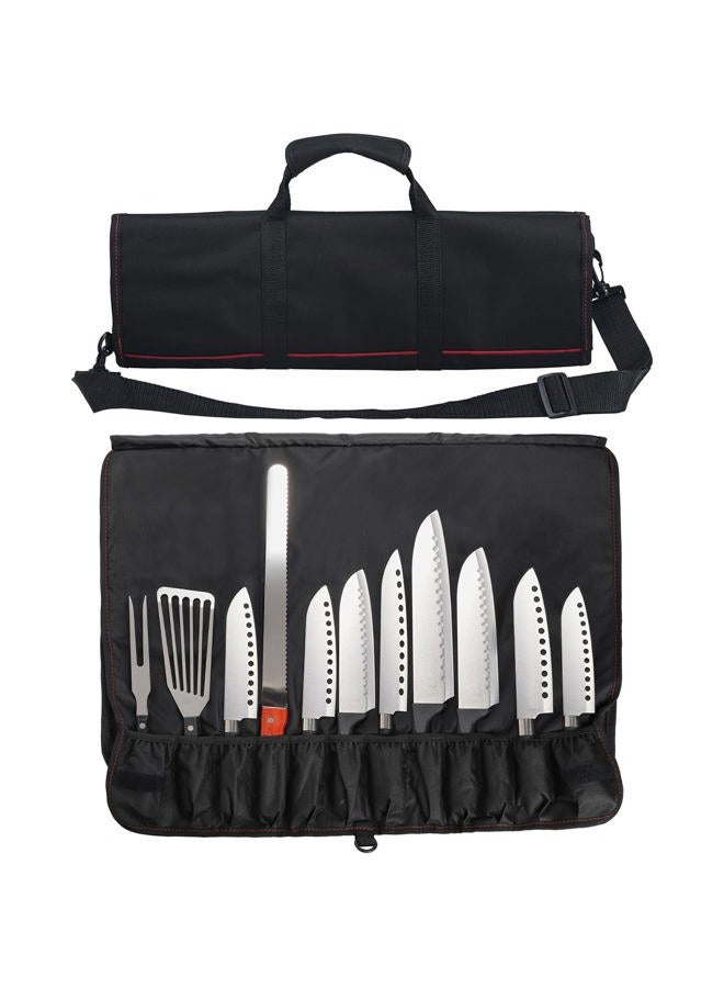 Tosnail Chef Knife Case Roll Bag with 21 Slots & 1 Large Zipper Pocket, Easy Carry Handle and Shoulder Strap - Black - Image 1