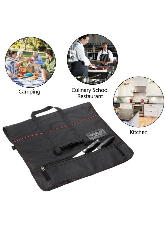 Tosnail Chef Knife Case Roll Bag with 21 Slots & 1 Large Zipper Pocket, Easy Carry Handle and Shoulder Strap - Black - Image 5