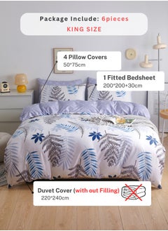 King size 6 Piece Bedding set without Filler, Reversible Duvet Cover Set, with a Lovely Leaf Design - pzsku/Z8A59265435543461CF14Z/45/_/1708607469/968d3cf0-e220-483d-a918-d023871d7a4a