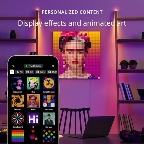Twinkly Squares Starter Kit App-Controlled LED Wall Panels with 64 RGB (16 Million Colors) Pixels. Black. 1 Master Tile + 5 Extension Tiles. Indoor Panel Light Smart Home Lighting Decoration - Image 4